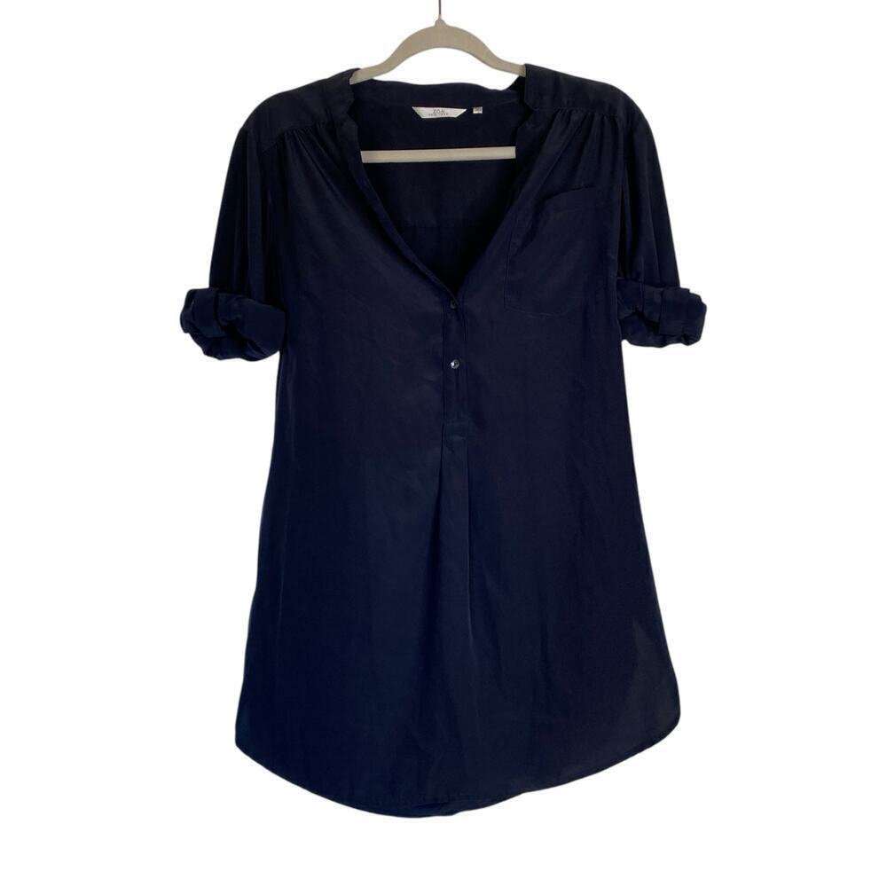 ANTHROPOLOGIE Zoa New York Navy Blue Shirt Collared Office Professional Size XS